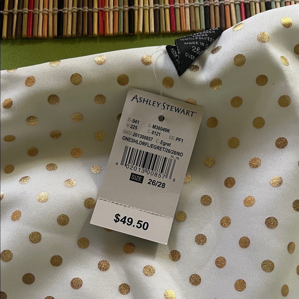 Ashley Stewart White and Gold Polka Dot blouse - Picture 2 of 2